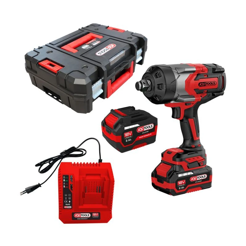 Clé à Chocs Brushless 3/4'' 2300 Nm En Coffret, 2 Batteries 18V 8Ah KS TOOLS - 515.4720F 1 Clé à Chocs Brushless 3/4'' 2300 Nm En Coffret, 2 Batteries 18V 8Ah KS TOOLS - 515.4720F