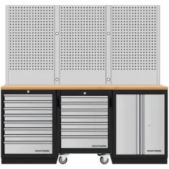 Mobilier D'atelier 3 éléments + Panneaux Perforés + Chariot D'atelier Combi-standard MOBILIO - KRAFTWERK 3964K-87S-W