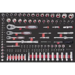 Module Jeu De Douilles PRO LINE EVA - 1/4" + 3/8" + 1/2" - 125 Pièces, 60x40 - KRAFTWERK 105.502.026