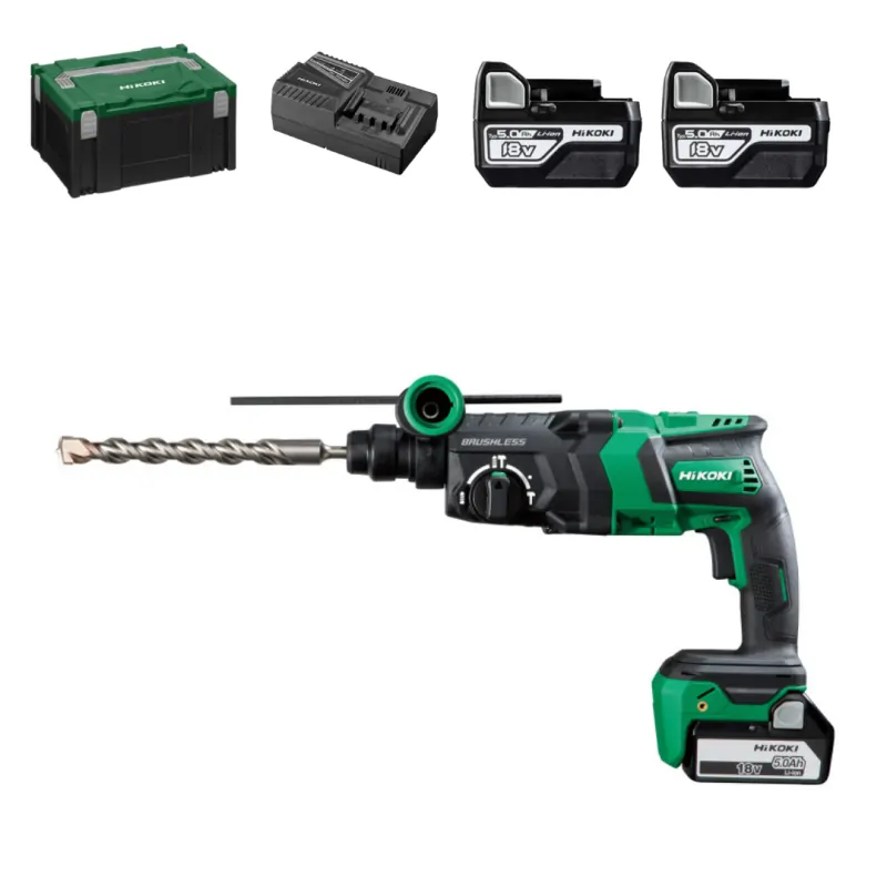 Perfo-burineur SDS+ 18V 26mm - Avec 2 Batteries Et Chargeur + 1 Mandrin Offert HIKOKI - DH18DPCWPZ 1 Perfo-burineur SDS+ 18V 26mm - Avec 2 Batteries Et Chargeur + 1 Mandrin Offert HIKOKI - DH18DPCWPZ