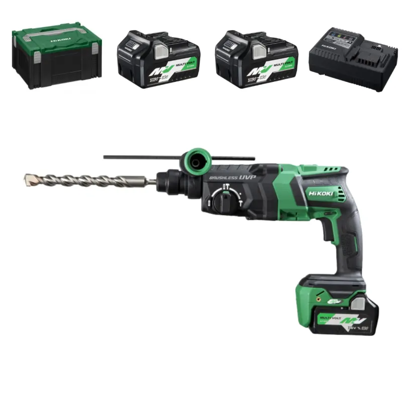 Perfo Burineur SDS+ 36V 28mm Avec 2 Batteries Et 1 Chargeur HIKOKI - DH36DPEWRZ 1 Perfo Burineur SDS+ 36V 28mm Avec 2 Batteries Et 1 Chargeur HIKOKI - DH36DPEWRZ